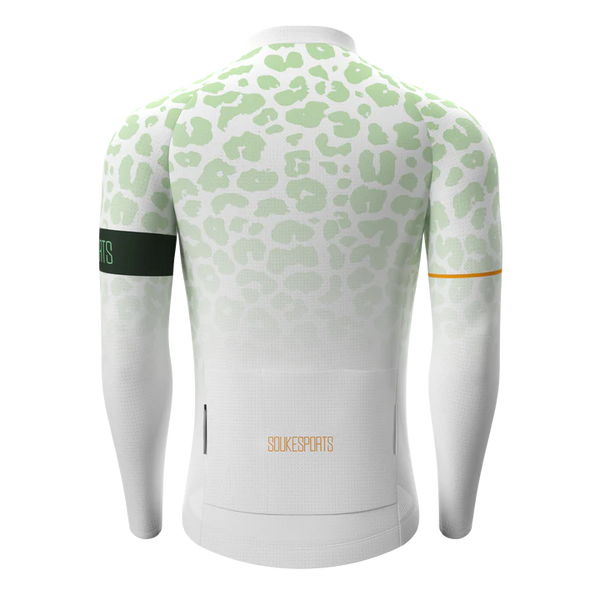 Souke Sports Leopard Print Long Sleeves Bike Jersey CL1297 - Green騎行服/車衣