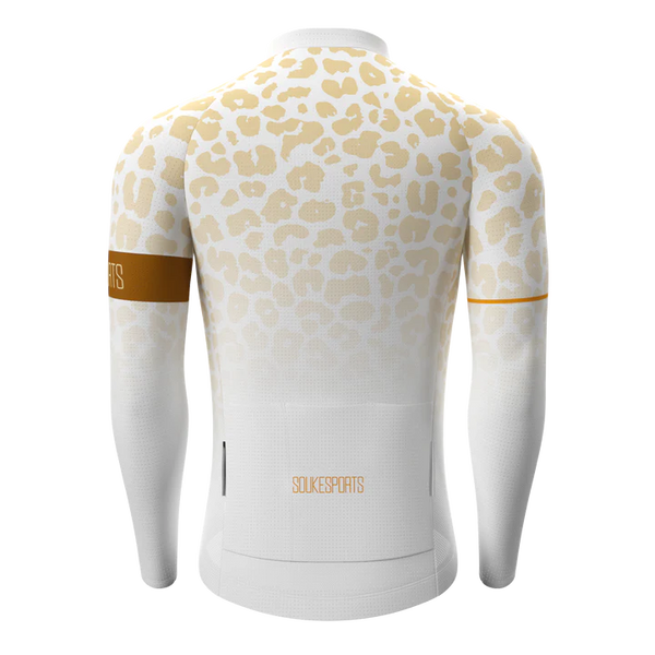 Souke Sports Leopard Print Long Sleeves Bike Jersey CL1297 - Coffee騎行服/車衣