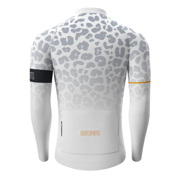 Souke Sports Leopard Print Long Sleeves Bike Jersey CL1297 - Grey騎行服/車衣