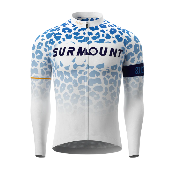 Souke Sports Leopard Print Long Sleeves Bike Jersey CL1297 - Blue騎行服/車衣