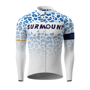 Souke Sports Leopard Print Long Sleeves Bike Jersey CL1297 - Blue騎行服/車衣