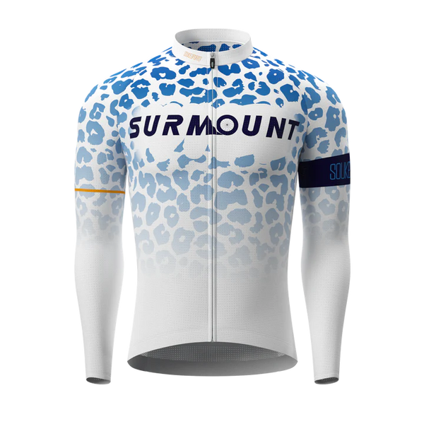 Souke Sports Leopard Print Long Sleeves Bike Jersey CL1297 - Blue騎行服/車衣