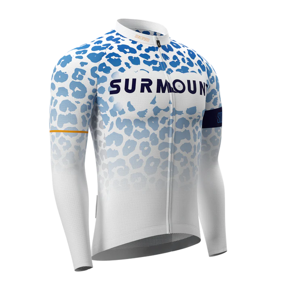 Souke Sports Leopard Print Long Sleeves Bike Jersey CL1297 - Blue騎行服/車衣