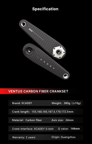 XCADEY  碳纖盤爪式功率計曲柄組【不同規格】