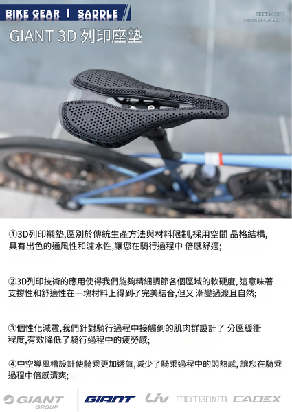 GIANT FLEET 3D SADDLE 2024 3D打印座墊